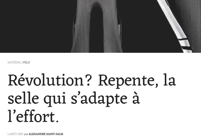 Révolution? Repente, la selle qui s’adapte à l’effort.