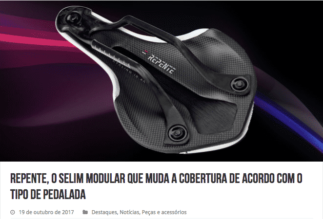 Repente, o selim modular que muda a cobertura de acordo com o tipo de pedalada
