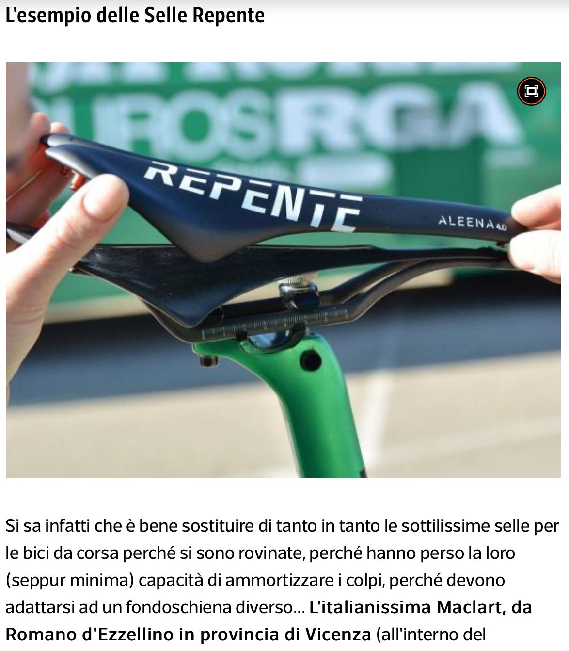 La sostenibilità delle selle Repente sulla pagina Innovazione del Corriere della Sera