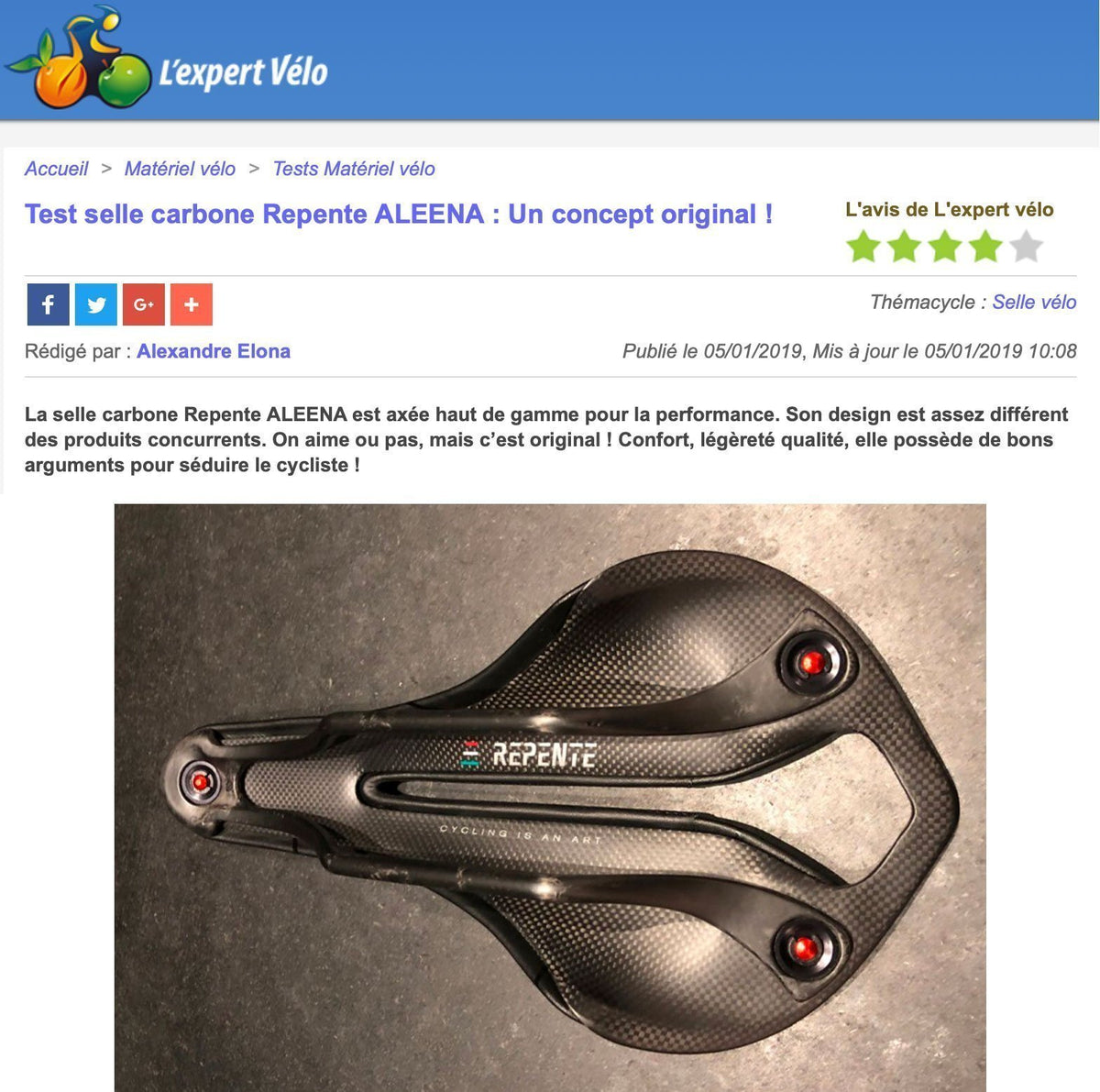 Test selle carbone Repente ALEENA : Un concept original!